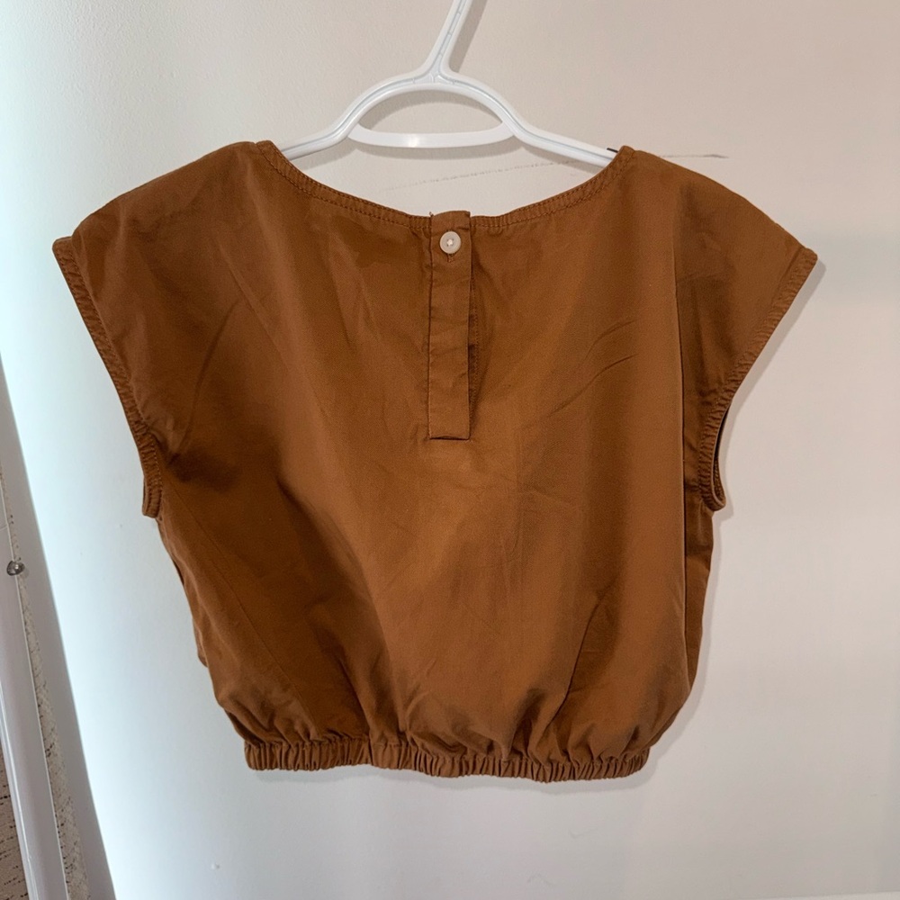 Pristine Everlane The Bubble Top Tawny Brown Organic Cotton Size XXS - Picture 6 of 7